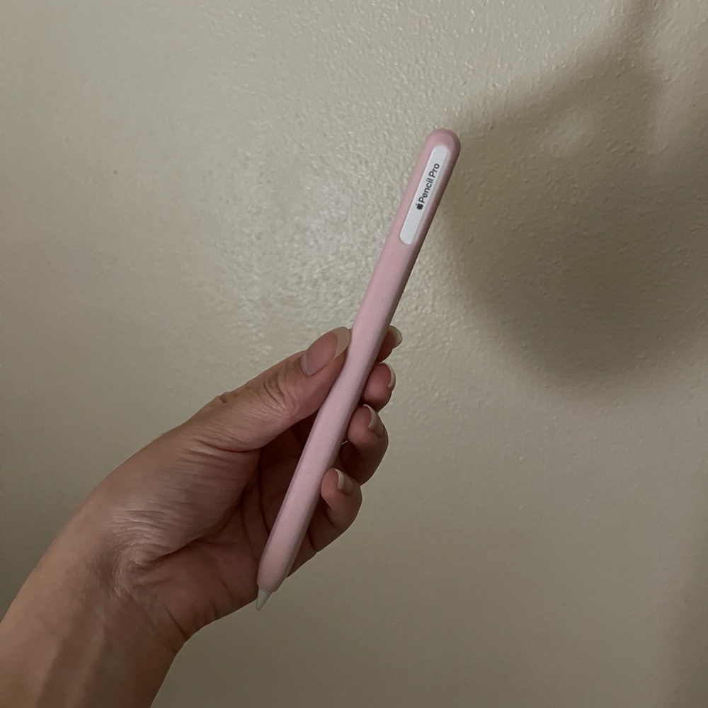 pink apple pencil case